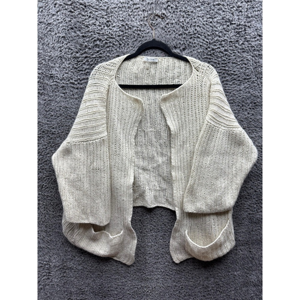 Ryan Roche Knitted Cashmere Oversized Open-Front Cardigan Ivory Womens One Size